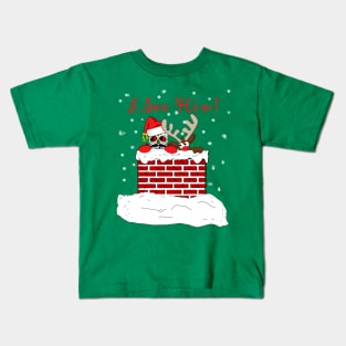 Christmas Skull and Rudolph Spy on Santa Kids T-Shirt